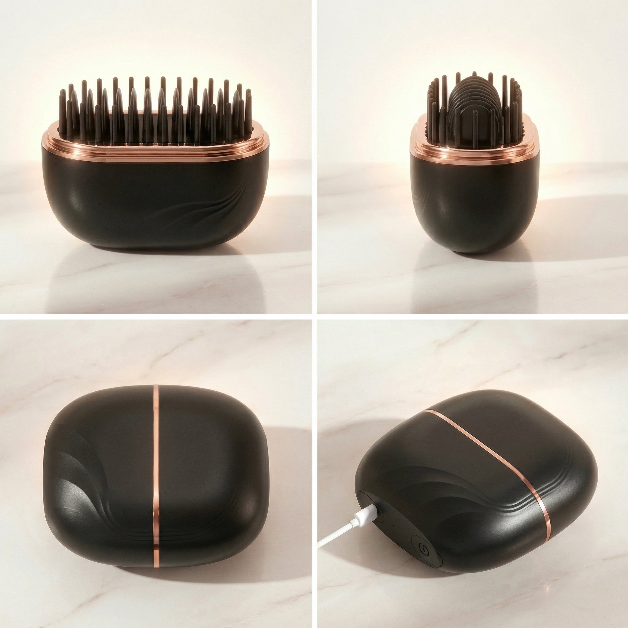Brosse lissante sans fil Charlyss™ avec design élégant et couleurs noir et doré.